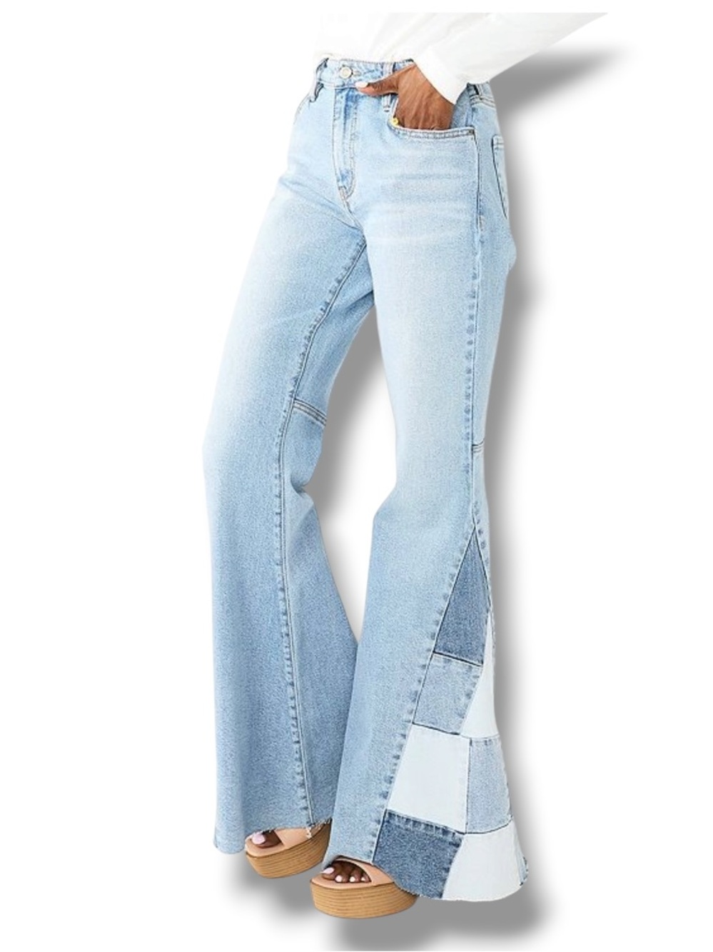 SO Low Rise Patchwork Extreme flare jeans